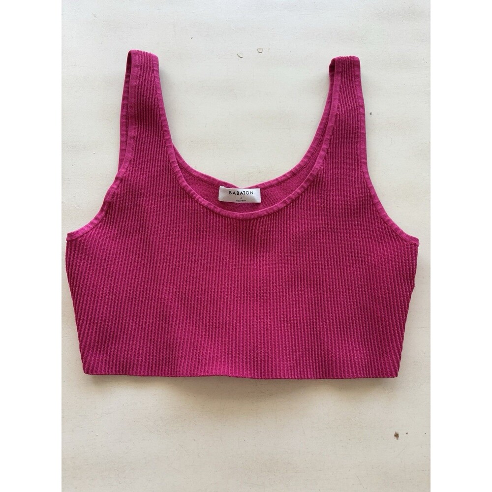 Aritzia Babaton Sculpt Knit Scoopneck Cropped Tank Top Hot Pink Size Large